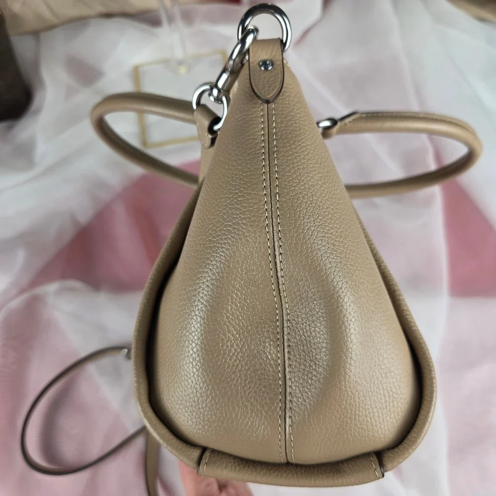 Coach Elise Satchel Pebble Leather‎ Taupe Crossbody Handbag 79316